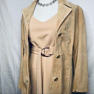 Y2K Wilsons Suede Leather Camel Tan Small Leather Coat EUC